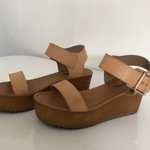Tan platform sandals